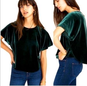 Madewell green velvet top size medium NEW with tags, butterfly sleeves